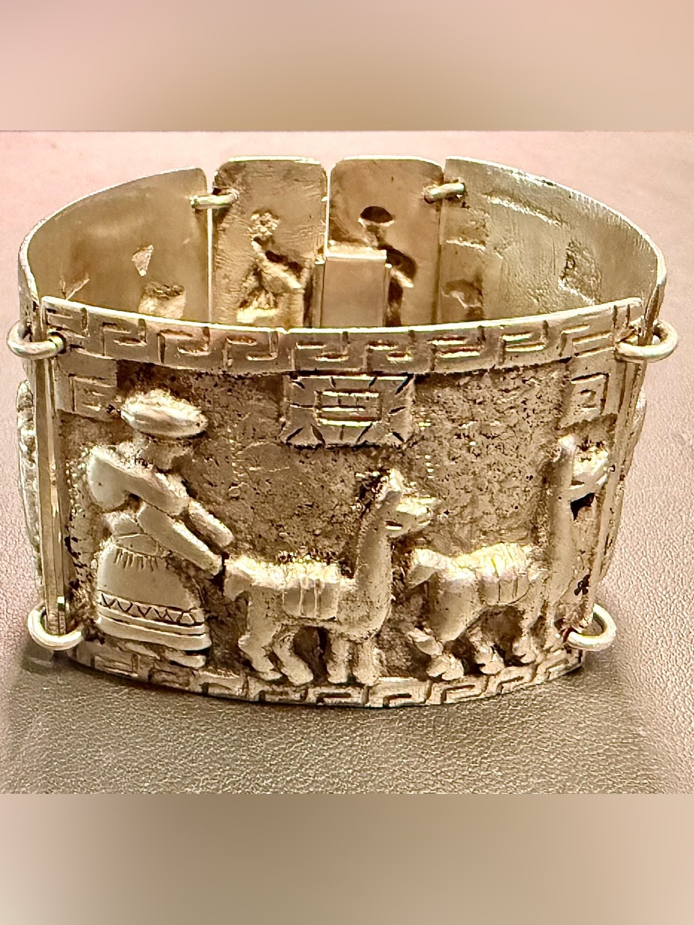 vtg Silver Peruvian Panel Bracelet